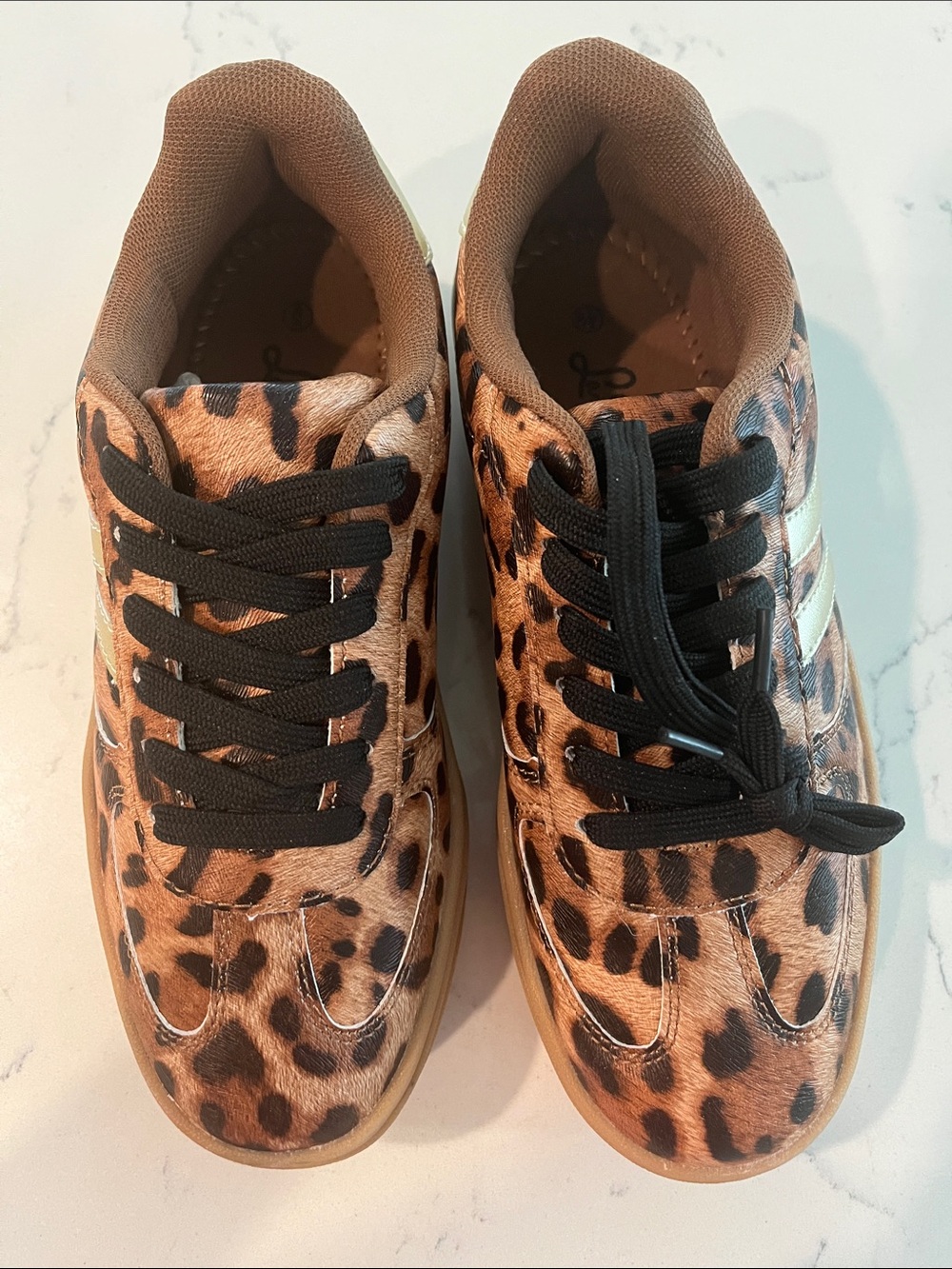 Leopard Print Women's Fashion Sneakers - Black Laces